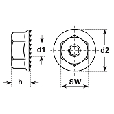 Ecrous hexagonaux à collerette acier cl. 10 noir 