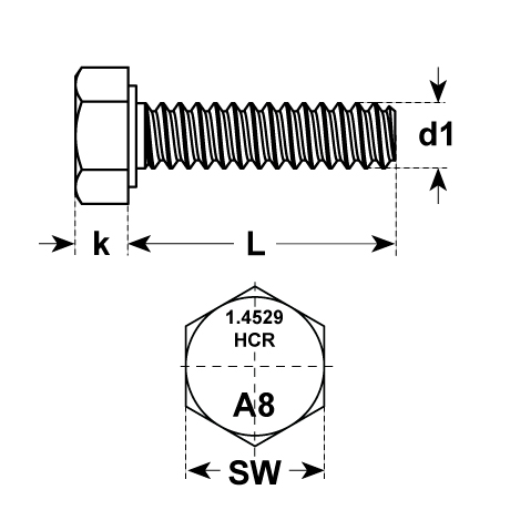 Vis à tête hexagonale DIN 933 A8 1.4529 HCR [SimilarCatItems.CatItem.ArtName2]