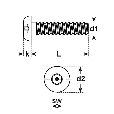 Einbruchsichere Schrauben I-6-Kt. INOX A2 ISO 7380 [LastViewedItems.CatItem.ArtName2]