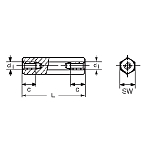 Distanzhalter 6-kt Messing vernickelt innen/innen 