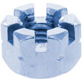 Ecrous crénelés acier zingué-bleu DIN 935 8/6 