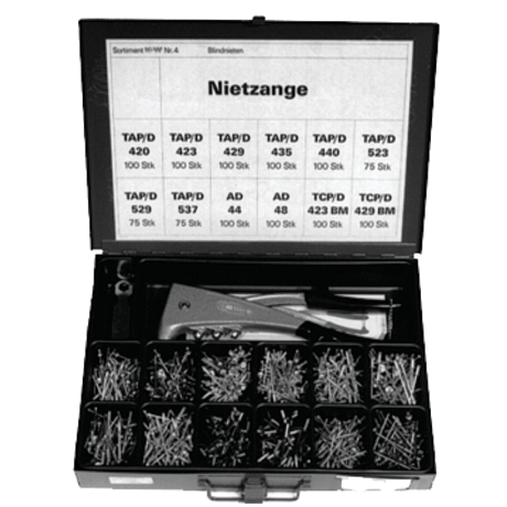 Assortiment no 4 rivets aveugles avec pince zingué [SimilarCatItems.CatItem.ArtName2]