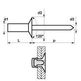 Rivetti a strappo MFX 1204 testa svasata allu/acc 