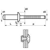 Rivetti a strappo MFX 1541 te tonda piatta A4/A4 