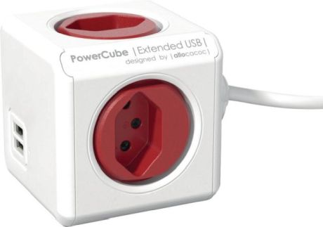 Mehrfach-Steckdose ALLOCACOC USB rot [SimilarCatItems.CatItem.ArtName2]