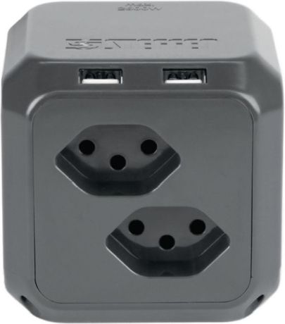 Mehrfach-Steckdose CUBE 2 x USB-A schwarz [SimilarCatItems.CatItem.ArtName2]
