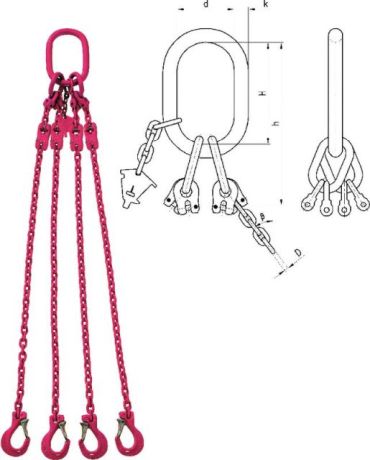 Élingue de chaîne VIP 4 brins avec griffe de racco [LastViewedItems.CatItem.ArtName2]