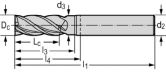 Fresa per angoli/scanalature in metallo duro integ 