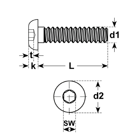 Vis tête bombée 6-pans creux 10.9 noir ISO 7380 [LastViewedItems.CatItem.ArtName2]