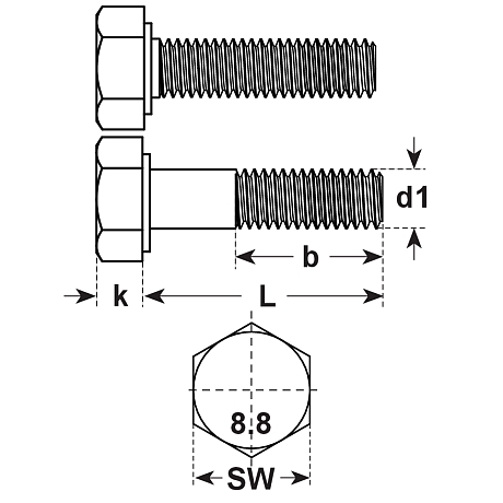 Vis à tête hexagonale acier 8.8 zingué-bleu UNF [SimilarCatItems.CatItem.ArtName2]