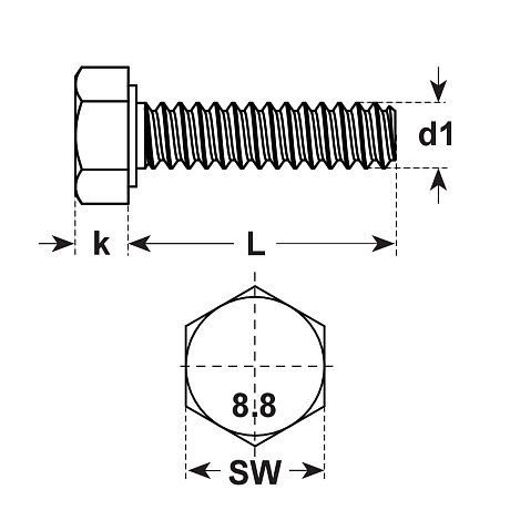 Vis à tête hexagonale 8.8 zingué-bleu DIN 933 [SimilarCatItems.CatItem.ArtName2]