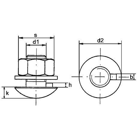 Rundkopfschrauben Nase + Muttern 4.6 fvz [SimilarCatItems.CatItem.ArtName2]