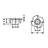 Écrous à clouer acier zingué-bleu 