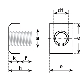 Ecrous à rainure en T acier C 35 brut DIN 508 