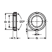 Écrou à encoches acier décolletage brut DIN 1804 