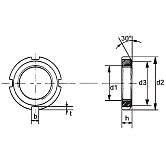 Écrou à encoches acier cl. 5 brut  DIN 981 