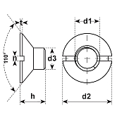 Écrous noyés Nival 110° acier décolletage Zb 