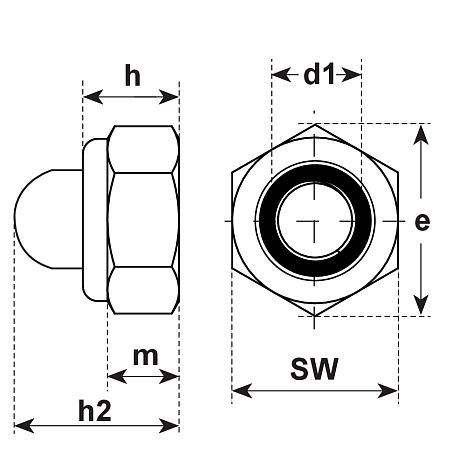 Dadi di sicurezza ciechi Poly-Stop ZB DIN 986 6/8 [LastViewedItems.CatItem.ArtName2]