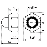 Sicherungs-Hutmuttern Poly-Stop vz DIN 986 6/8 