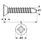 Vis autoforeuses acier zingué-bleu DIN 7504 560 HV 