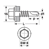 Viti autoperforanti a testa esagonale E-X BR RS A2 