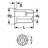 Blindnietmuttern FIXI Senkkopf mit 6-kt. vz 