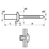 Dichtblindnieten MFX Typ 1261 Flachrundkopf Inox /  Inox