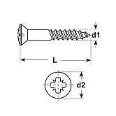 Vis pour plinthes tête conique bombée Pozidriv san s tampon laitonnées