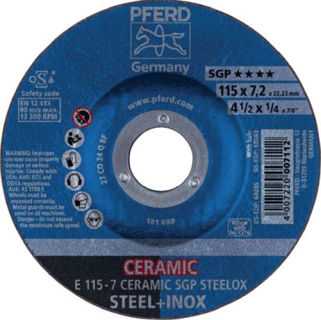 Schruppscheibe PFERD CERAMIC SGP STEELOX [SimilarCatItems.CatItem.ArtName2]