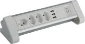 Presa da tavolo in alluminio 2x USB argento/nero 