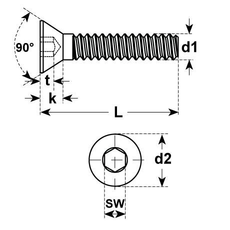 Senkschrauben 90° I-6-Kt. sw DIN 7991 10.9 [LastViewedItems.CatItem.ArtName2]