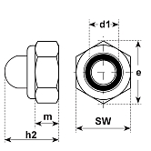 Sicherungs-Hutmuttern Poly-Stop INOX A2 DIN 986 