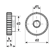 Dadi zigrinati PA 6.6 DIN 467 