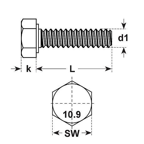 Sechskantschrauben Stahl sw DIN 933 10.9 [LastViewedItems.CatItem.ArtName2]