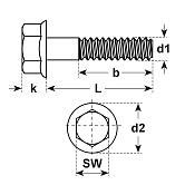Vis tête 6-pans à embase 8.8 zingué-jaune DIN 6921 