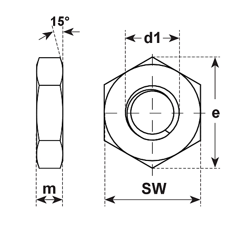 Sechskantmuttern 0,5 d Stahl blank DIN 439 4 [SimilarCatItems.CatItem.ArtName2]
