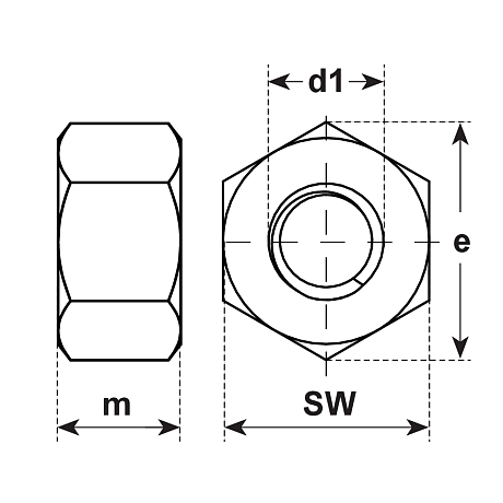 Sechskantmuttern 1 d Stahl blank VSM 13756 8 [SimilarCatItems.CatItem.ArtName2]