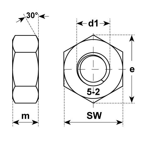 Sechskantmuttern Stahl fvz ISO 4032 5-2 [SimilarCatItems.CatItem.ArtName2]