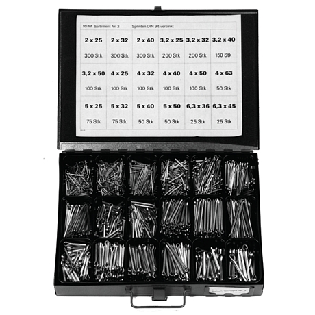 KW-Sortiment Nr. 3 Splinten DIN 94 vz [SimilarCatItems.CatItem.ArtName2]