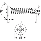 Viti autofilettanti in acciaio ZB DIN 7983 450 HV 