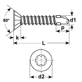 Viti a testa svasata Wing/ribbed TX drive ZB 