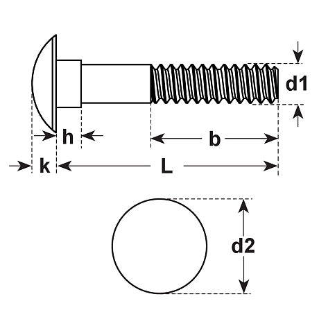 Boulons à bois tête bombée  acier 4.6 ZB DIN 603 [LastViewedItems.CatItem.ArtName2]