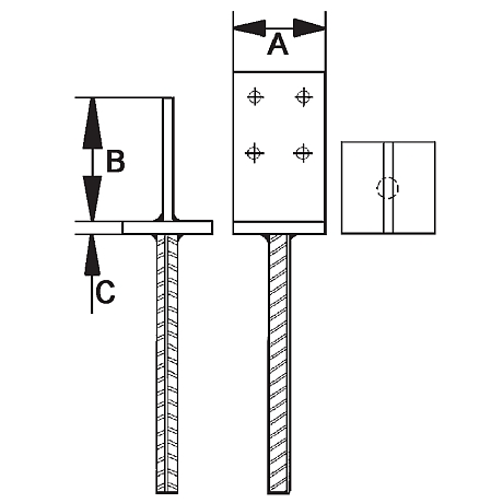 Ancres de poteaux GH type T 01 avec douille acier [SimilarCatItems.CatItem.ArtName2]