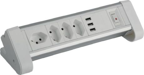 Tisch-Steckdosenleiste Alu 3 x USB silber/weiss [SimilarCatItems.CatItem.ArtName2]