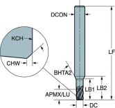 VHM-Eckfräser CoroMill® Dura COROMANT 1K325 -1.5xD 