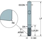 VHM-Eckfräser CoroMill® Dura COROMANT 1K337 - 2xD 
