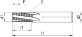 VHM-Gewindefräser DC GF6165VS M 2xD VS ohne Fläche 
